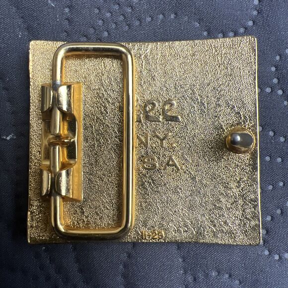 VINTAGE LEE N.Y. MADE IN USA BELT BUCKLE LETTER "C" Goldtone Retro Western Gift - Picture 5 of 9